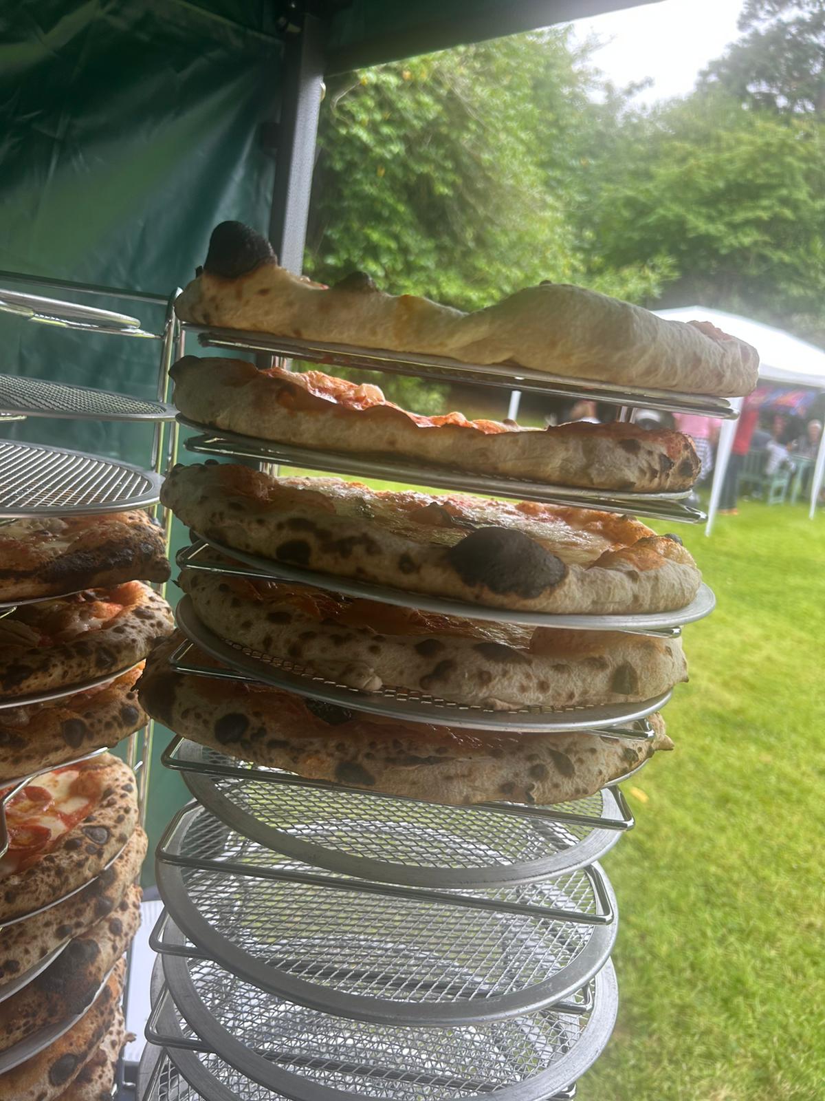 Mobile pizza kitchen at a wedding celebration